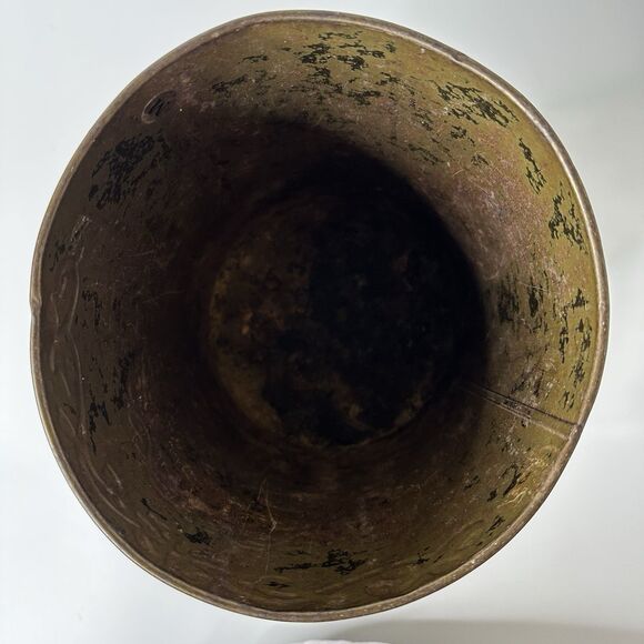 Vtg Metal Trash Can Ye Old Inn Scene Waste Bin Rustic Primitive Patina Tavern - Picture 16 of 16